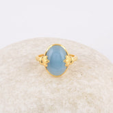 Blue Chalcedony Ring - Solid Silver - Gold Plated Ring - Claw Prong Set Stone - Modern Jewelry - Jewelry For Aunt - Gift For Wedding Day
